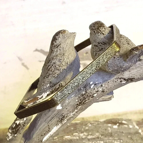 Vintage Y2K 90s Grunge Bronze Textured Metal Bangle Bracelet - Picture 12 of 14